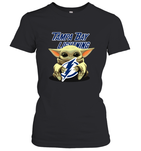 Baby Yoda Hugs The Tampa Bay Lightnings Ice Hockey Women's T-Shirt