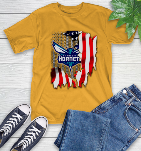 Charlotte Hornets NBA Basketball American Flag T-Shirt 2