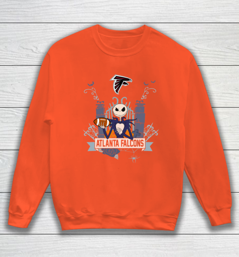 NFL Atlanta Falcons Football Jack Skellington Halloween Sweatshirt 3