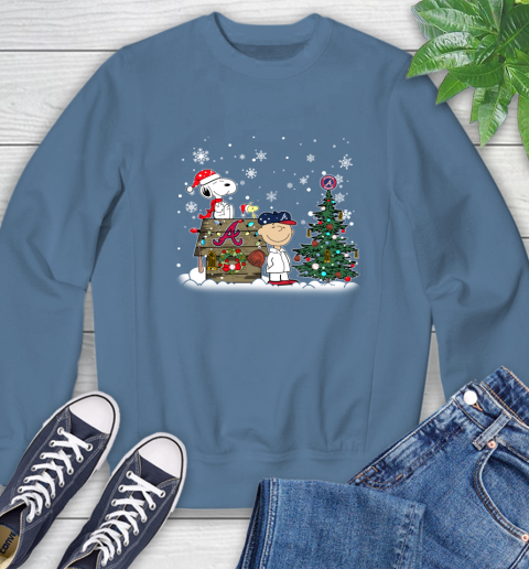 MLB Atlanta Braves Snoopy Charlie Brown Christmas Baseball Commissioner's Trophy Sweatshirt 8