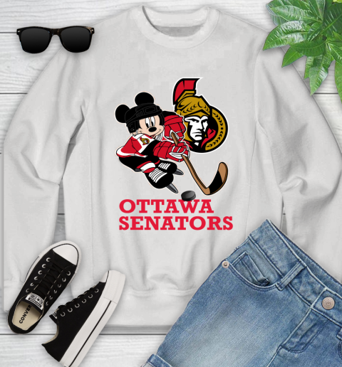 NHL Ottawa Senators Mickey Mouse Disney Hockey T Shirt Youth Sweatshirt