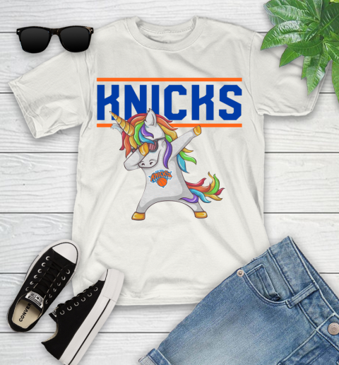 New York Knicks NBA Basketball Funny Unicorn Dabbing Sports Youth T-Shirt