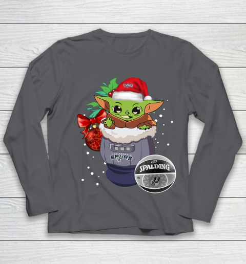 San Antonio Spurs Christmas Baby Yoda Star Wars Funny Happy NBA Youth Long Sleeve 8