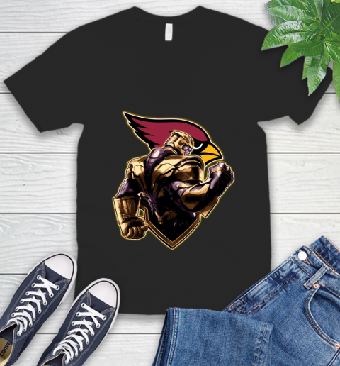 NFL Thanos Avengers Endgame Football Sports Arizona Cardinals V-Neck T-Shirt 2