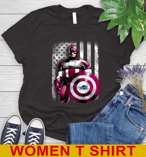 Cleveland Cavaliers NBA Basketball Captain America Marvel Avengers American Flag Shirt Women's T-Shirt 9