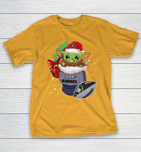 Oakland Raiders Christmas Baby Yoda Star Wars Funny Happy NFL T-Shirt 4