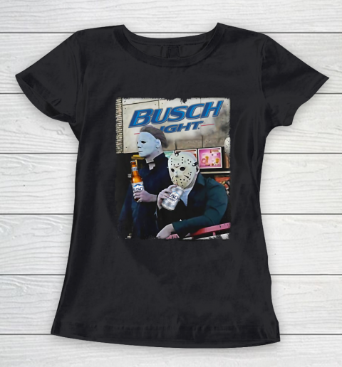 Michael Myers And Jason Voorhees Busch Light Halloween Women's T-Shirt