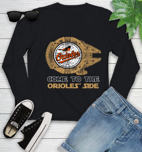 MLB Come To The Baltimore Orioles Side Star Wars Baseball Sports Youth Long Sleeve