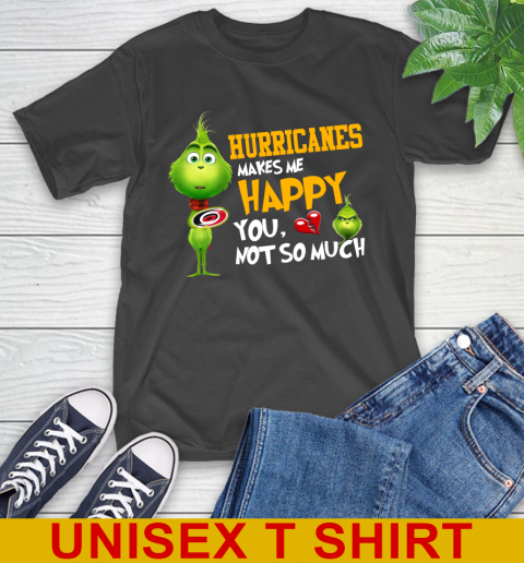 NHL Carolina Hurricanes Makes Me Happy You Not So Much Grinch Hockey Sports T-Shirt