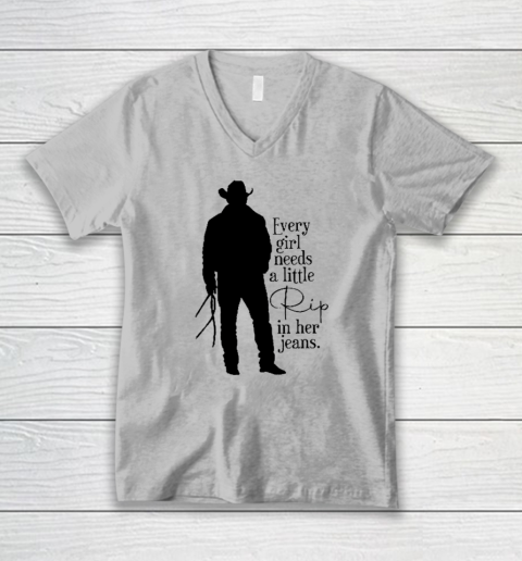 Every Girl Needs A Little Rip In Her Jeans T Shirt V-Neck T-Shirt 2