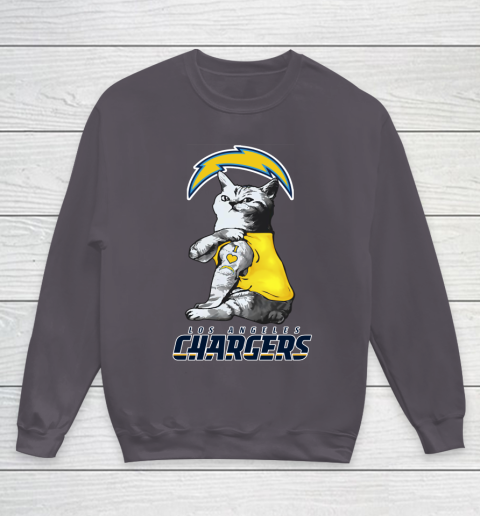 NFL Football My Cat Loves Los Angeles Chargers Youth Sweatshirt 5