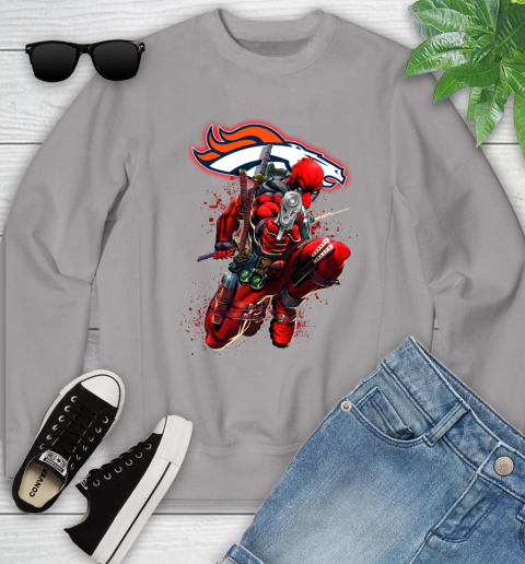 NFL Deadpool Marvel Comics Sports Football Denver Broncos Youth Sweatshirt 4