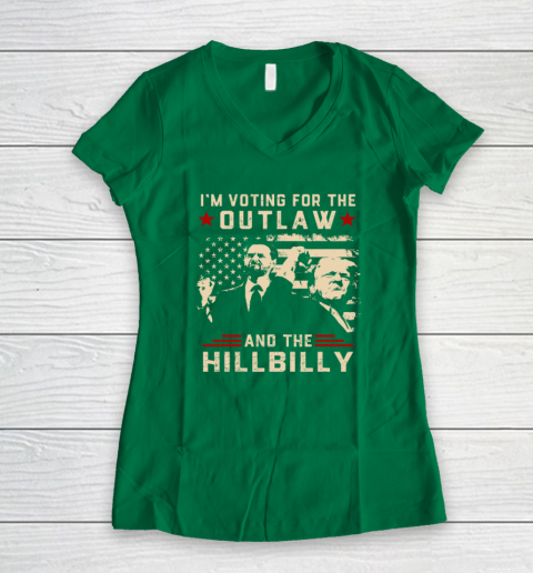 Trump 2024 Flag Outlaw Hillbilly J D.Vance 2024 Donald Trump Women's V-Neck T-Shirt 3