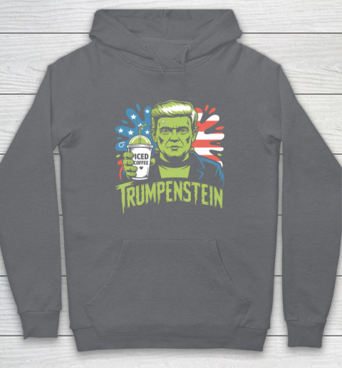 Trumpenstein Funny Iced Coffee Drink Halloween 4th of July USA Flag Hoodie 3