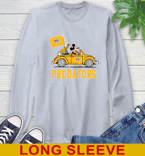 NHL Hockey Nashville Predators Pluto Mickey Driving Disney Shirt Long Sleeve T-Shirt 6