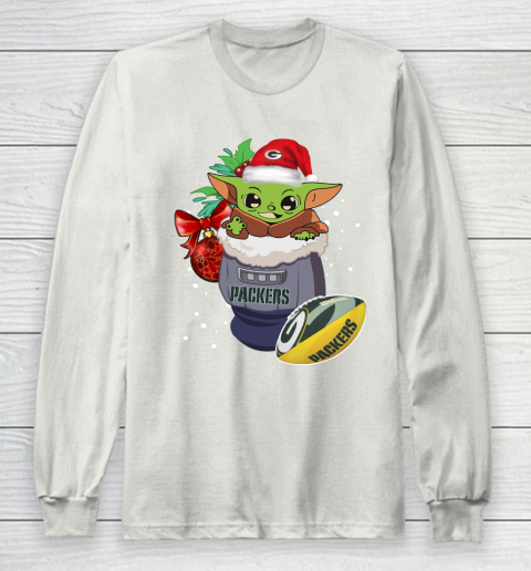 Green Bay Packers Christmas Baby Yoda Star Wars Funny Happy NFL Long Sleeve T-Shirt 12
