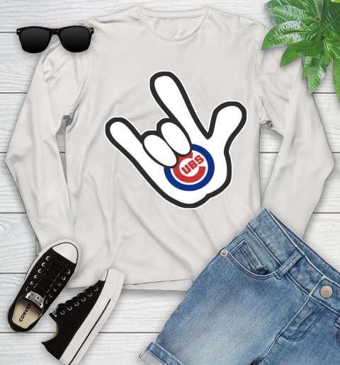 Chicago Cubs MLB Baseball Mickey Rock Hand Disney Youth Long Sleeve