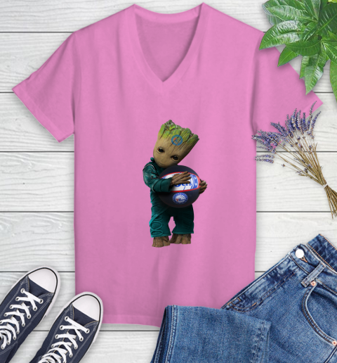 NBA Groot Guardians Of The Galaxy Basketball Sports Philadelphia 76ers Women's V-Neck T-Shirt 14