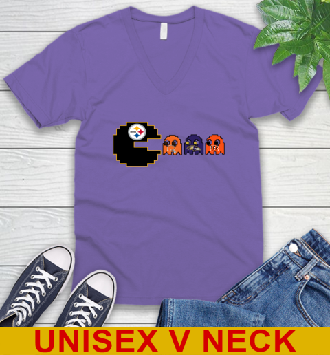 Pittsburgh Steelers NFL Football Pac Man Champion V-Neck T-Shirt 9