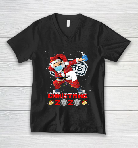 San Antonio Spurs Funny Santa Claus Dabbing Christmas 2020 NBA V-Neck T-Shirt