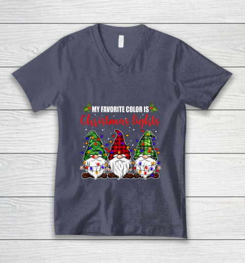My Favorite Color Is Christmas Light Gnome Merry Christmas V-Neck T-Shirt 7
