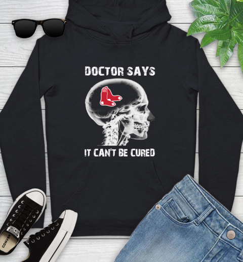 MLB Boston Red Sox Baseball Skull It Can't Be Cured Shirt Youth Hoodie
