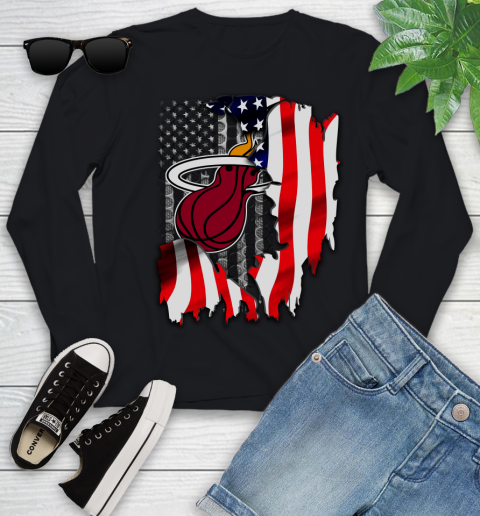 Miami Heat NBA Basketball American Flag Youth Long Sleeve