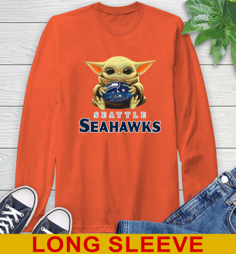 NFL Football Seattle Seahawks Baby Yoda Star Wars Shirt Long Sleeve T-Shirt 5
