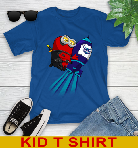 NBA Basketball Charlotte Hornets Deadpool Minion Marvel Shirt Youth T-Shirt 10