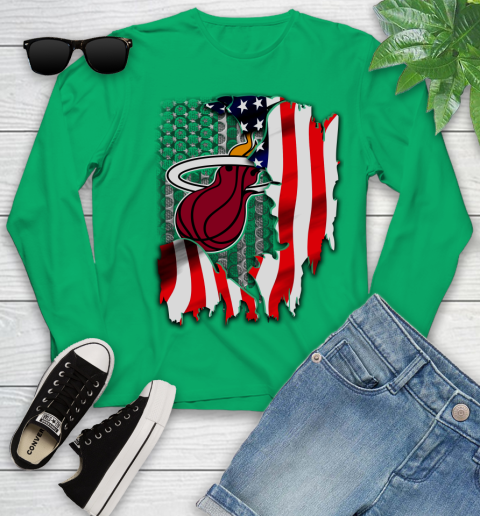 Miami Heat NBA Basketball American Flag Youth Long Sleeve 7