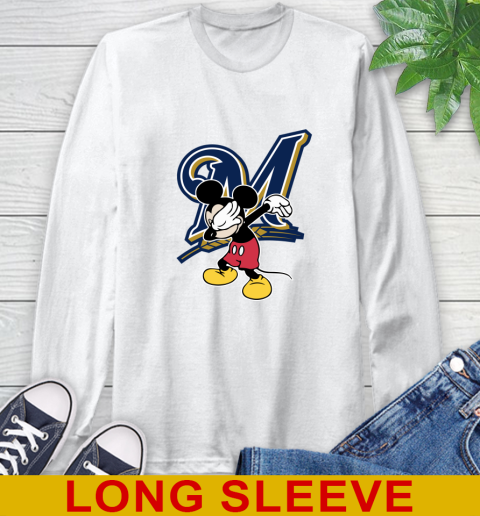 Milwaukee Brewers MLB Baseball Dabbing Mickey Disney Sports Long Sleeve T-Shirt
