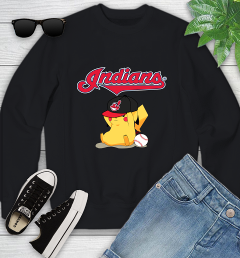 MLB Pikachu Baseball Sports Cleveland Indians Youth Sweatshirt 2