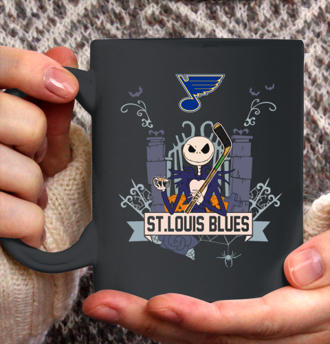 NHL St.Louis Blues Hockey Jack Skellington Halloween Ceramic Mug 11oz 2