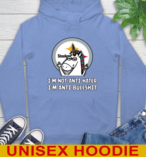 Pittsburgh Steelers NFL Football Unicorn I'm Not Anti Hater I'm Anti Bullshit Hoodie 11