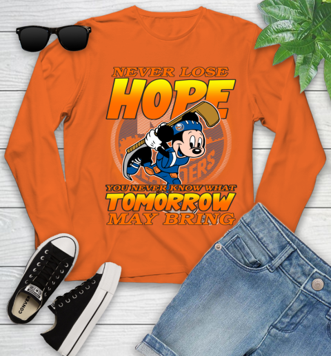 New York Islanders NHL Hockey ootball Mickey Disney Never Lose Hope Youth Long Sleeve 3