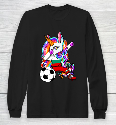 Dabbing Unicorn Bulgaria Soccer Fans Jersey Flag Football Long Sleeve T-Shirt