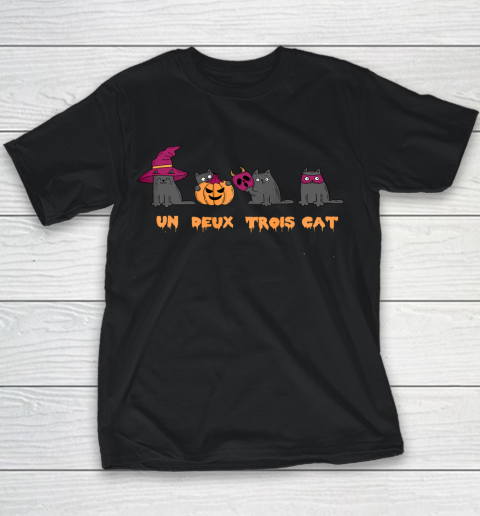 Un Deux Trois Cat Funny Halloween Cat Mom Dad Grandma Youth T-Shirt