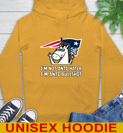 New England Patriots NFL Football Unicorn I'm Not Anti Hater I'm Anti Bullshit Hoodie 3