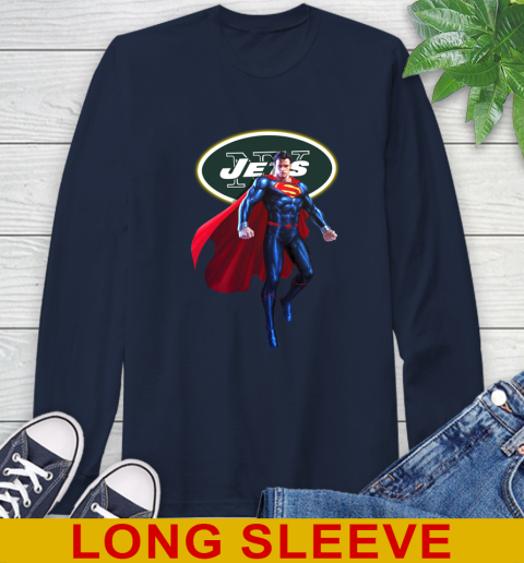 NFL Superman DC Sports Football New York Jets Long Sleeve T-Shirt 4