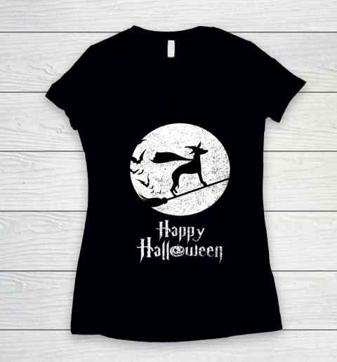 Funny Halloween Costume Witch WHIPPET Dog Lover Gift Women's V-Neck T-Shirt
