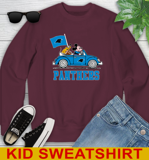 NFL Football Carolina Panthers Pluto Mickey Driving Disney Shirt Youth Sweatshirt 5