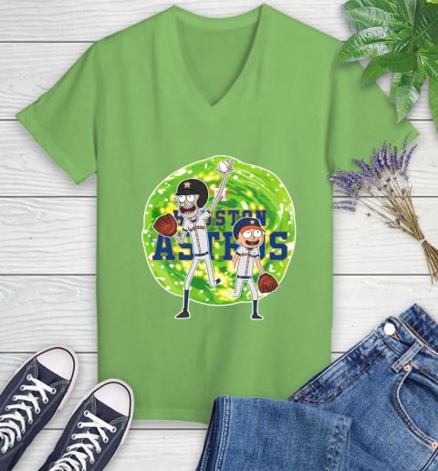 MLB Houston Astros Rick And Morty Baseball Sports Women's V-Neck T-Shirt 11
