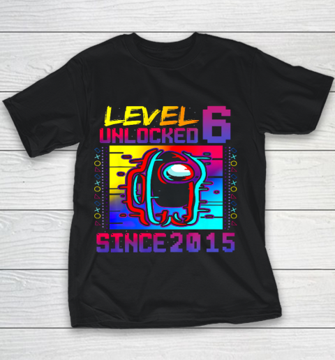 Disstressed Level 6 Unlocked Among With Us 6th Birthday Youth T-Shirt