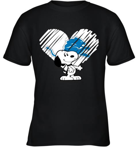 I Love Snoopy Detroit Lions In My Heart NFL Youth T-Shirt