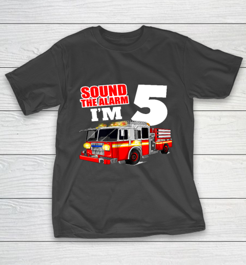 Kids Fire Truck 5th Birthday T Shirt Boy Firefighter 5 Years Old T-Shirt