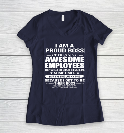 I Am A Proud Boss Of Freaking Awesome Employees Women's V-Neck T-Shirt 7