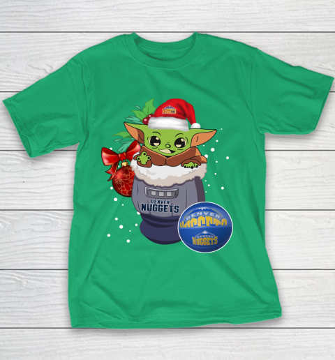 Denver Nuggets Christmas Baby Yoda Star Wars Funny Happy NBA Youth T-Shirt