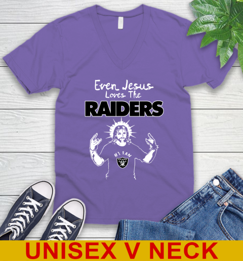 Oakland Raiders NFL Football Even Jesus Loves The Raiders Shirt V-Neck T-Shirt 8