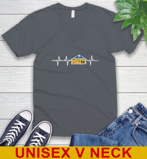 Denver Nuggets NBA Basketball Heart Beat Shirt V-Neck T-Shirt - Image 5