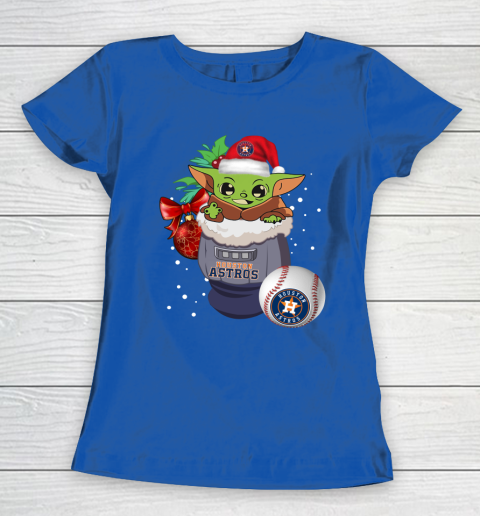 Houston Astros Christmas Baby Yoda Star Wars Funny Happy MLB Women's T-Shirt 9
